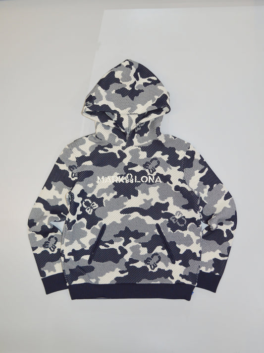 Mercury Camo Jacquard Knit Hoodie | MEN / NAVY