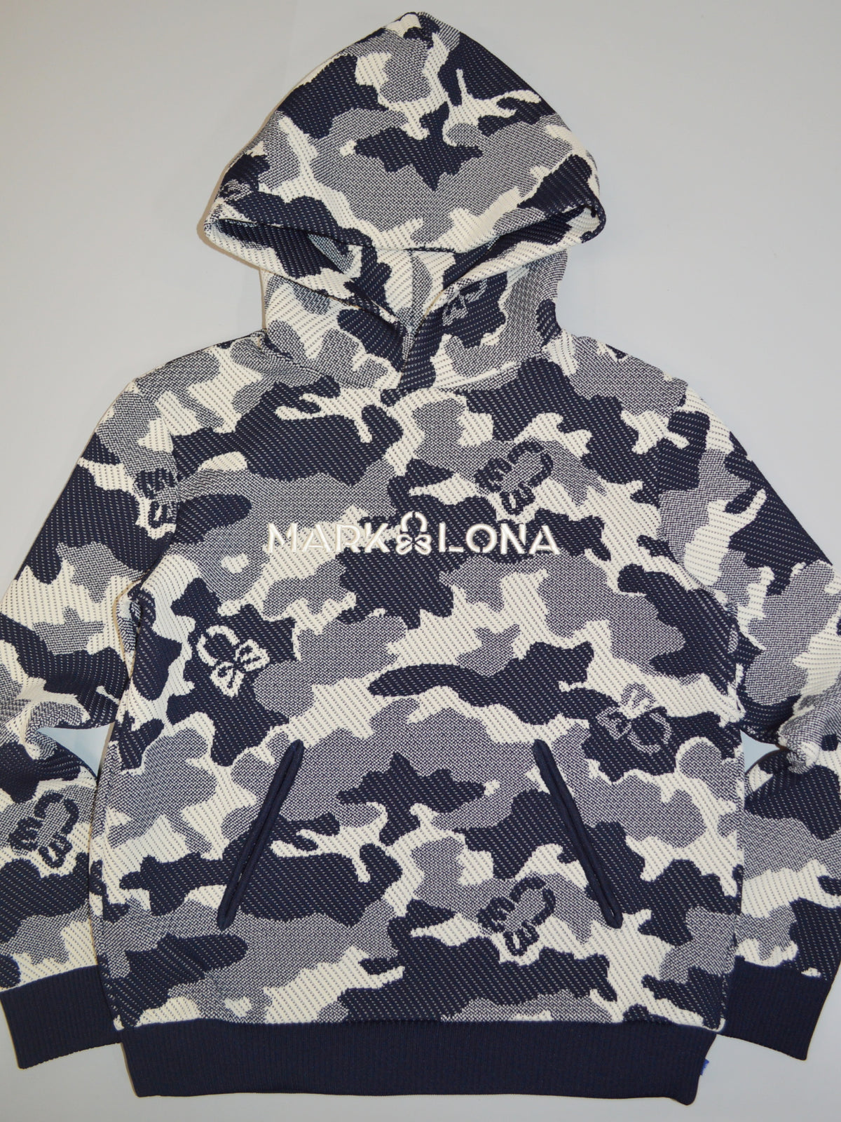Mercury Camo Jacquard Knit Hoodie | MEN / NAVY