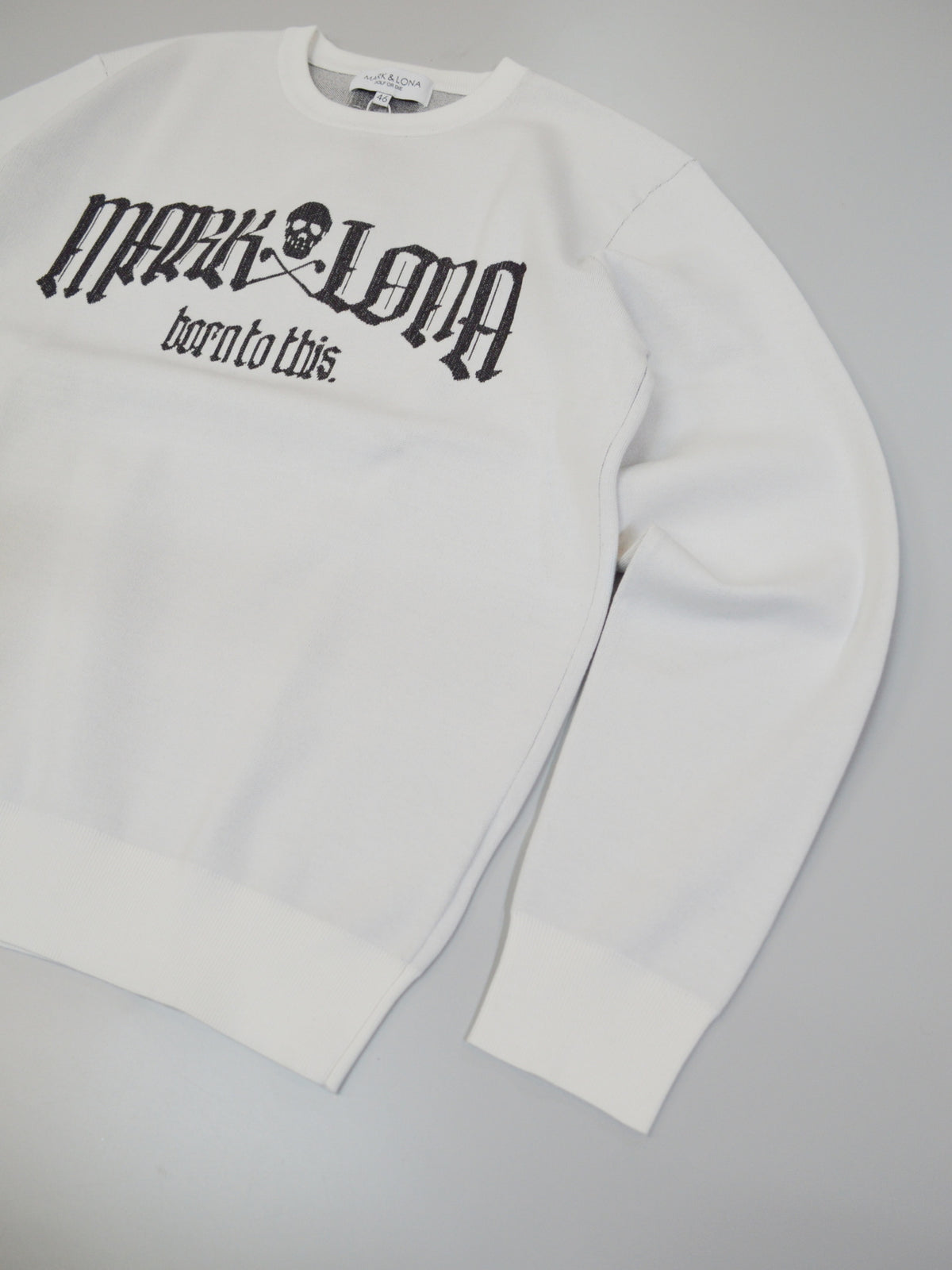 Fraktur Shimmer Crewneck Knit | MEN / WHITE