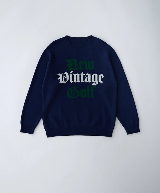 NVG Old English Crew Knit / NAVY