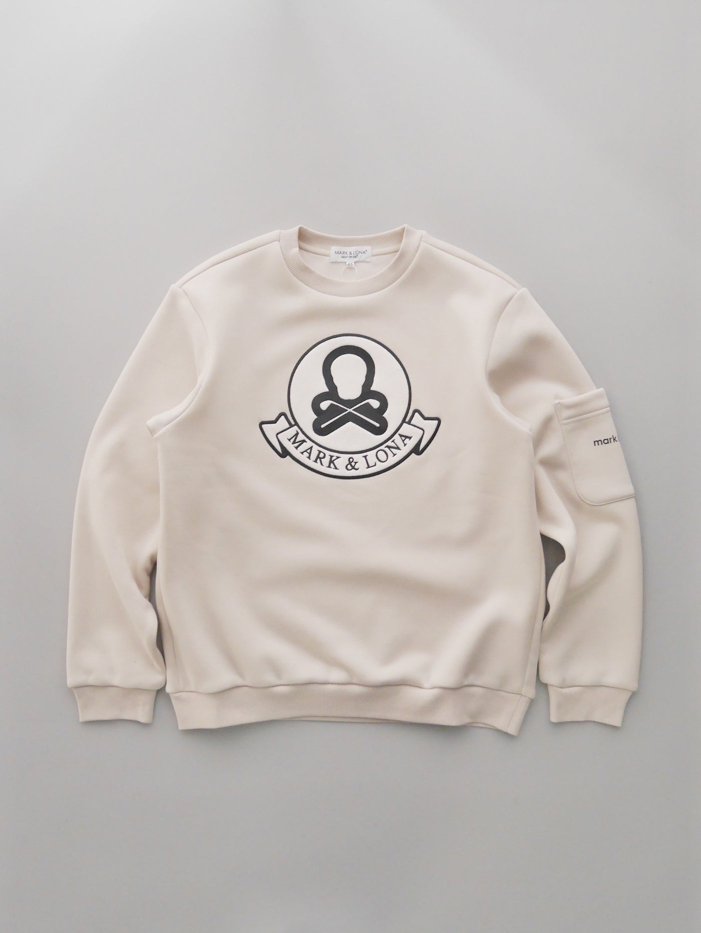 マークアンドロナ　エンボスロゴ
キムタク　モデル　完売品 ✨美品✨マークアンドロナエンボスロゴニットグレー×ブルーメンズ48 L