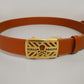 Hollow Skull Adjust Leather Belt | MEN and WOMEN / BROWN