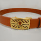 Hollow Skull Adjust Leather Belt | MEN and WOMEN / BROWN
