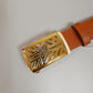 Hollow Skull Adjust Leather Belt | MEN and WOMEN / BROWN