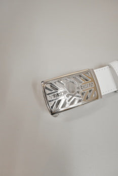Hollow Skull Adjust Leather Belt | MEN and WOMEN / WHITE