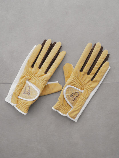 Vibrant Bicolor Suede Gloves[Pair] | WOMEN / YELLOW