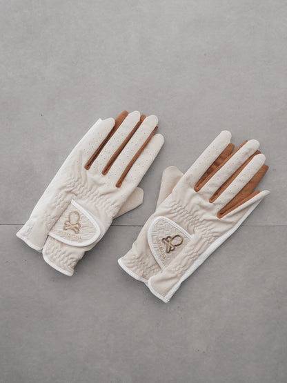 Vibrant Bicolor Suede Gloves[Pair] | WOMEN / IVORY