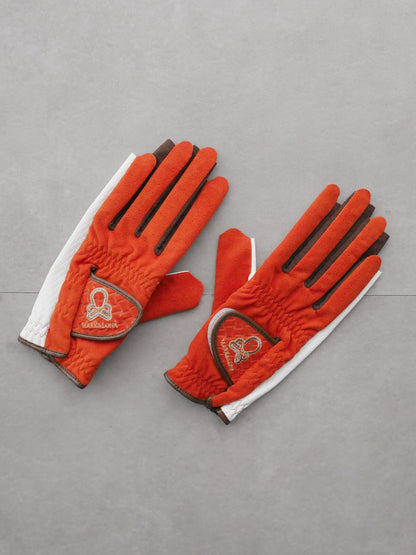 Vibrant Bicolor Suede Gloves[Pair] | WOMEN / ORANGE