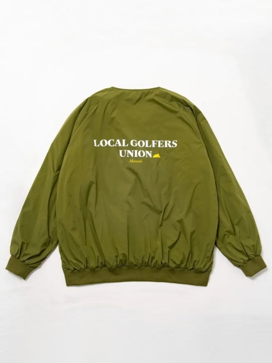 SVKA5020［サルベージパブリックコレパ］バックプリント ハーフジップ パデッドジャケット / OLIVE