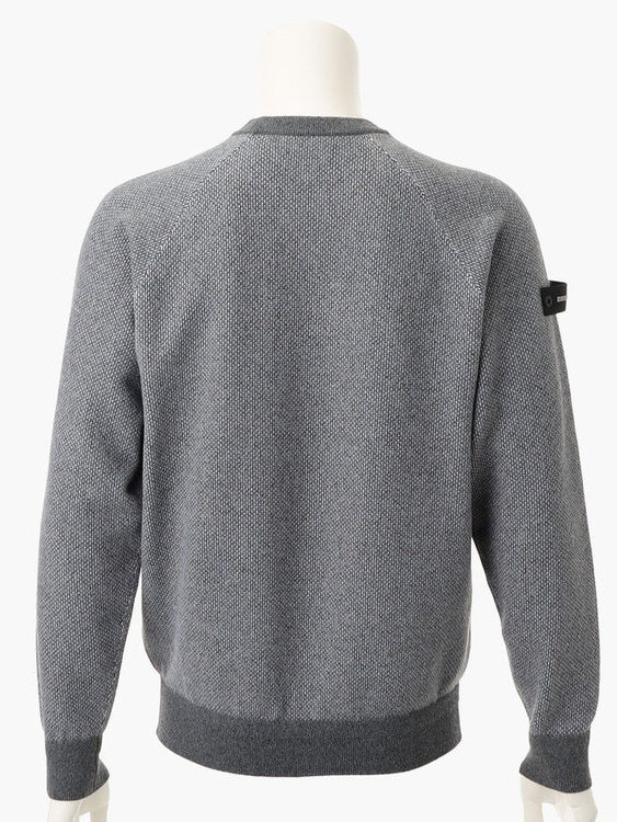 MEN’S BIRDS EYE LOGO CREWNECK KNIT / GREY