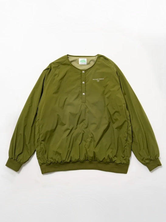 SVKA5020［サルベージパブリックコレパ］バックプリント ハーフジップ パデッドジャケット / OLIVE