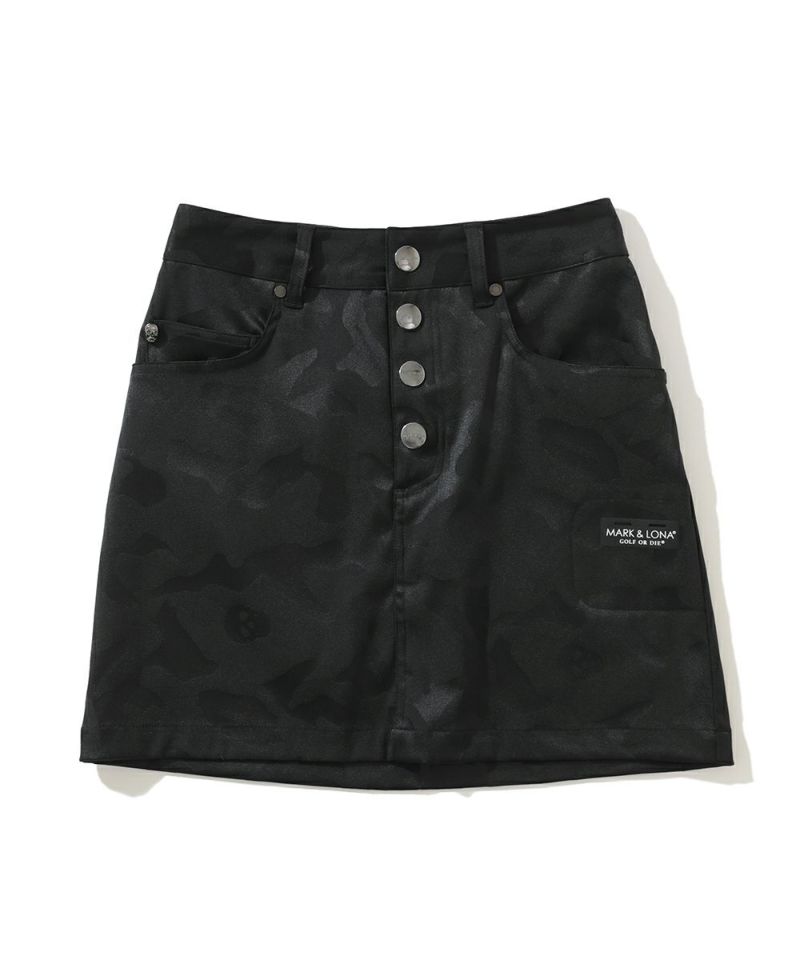 Gauge Jacquard Camo Skirt | WOMEN / BLACK
