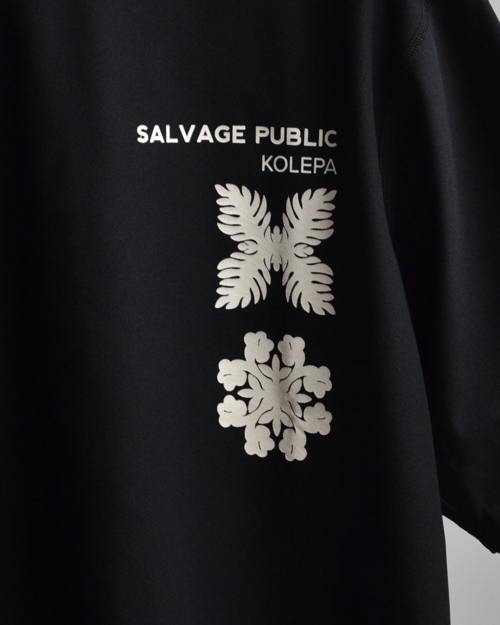 SALVAGE PUBLIC Kolepa サルベージ パブリック コレパ SURFモックネックTEE(Double quilt/Golfing)/  BLACK